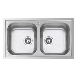 1974 060 FM Lavello Acciaio Inox Spazzolato da Incasso 2 Vasche 86x50cm