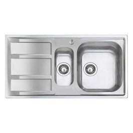 1973 061 FM Lavello Acciaio Inox Spazzolato da incasso Gocciolatoio a Sinistra 1 Vasca e 1/2 97x50cm