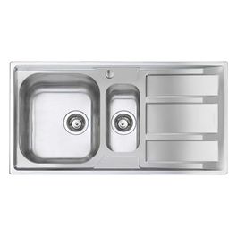 1973 062 FM Lavello Acciaio Inox Spazzolato da Incasso Gocciolatoio a Destra 1 Vasca e 1/2 97x50cm