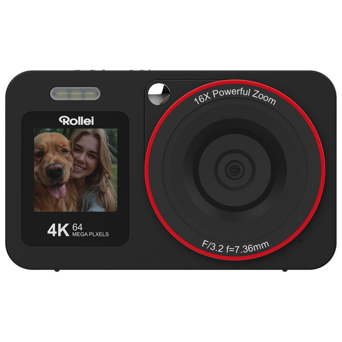 Rollei 12030 Compactline 12030 Fotocamera compatta 64 MP Doppio schermo 4K colore Nero
