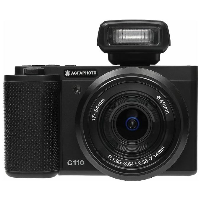 AgfaPhoto C110 Fotocamera Digitale 24 MP con Risoluzione Interpolata Sensore Sony CMOS IMX458 Video 4K Zoom Ottico 3x Schermo Touch Rotabile 2.8 pollici Wi-Fi Stabilizzazione Colore Nero
