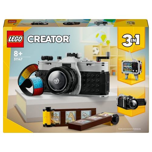 LEGO Creator 31147 3in1 Fotocamera Retro, Giochi per Bambini 8+ Anni, Macchina Fotografica Trasformabile in Videcamera o TV