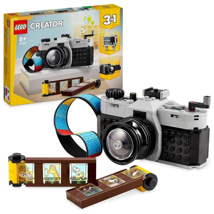 LEGO Creator 31147 3in1 Fotocamera Retro, Giochi per Bambini 8+ Anni, Macchina Fotografica Trasformabile in Videcamera o TV