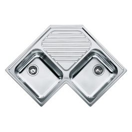 Lavello Inox PNX 621-E 3 1/2'' WWK REV Cornerer 2 Vasche + scolapiatti 83 x 83 cm 101.0021.585