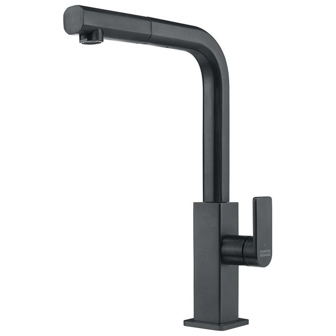 Franke Mythos Miscelatore monocomando con canna girevole 360° e doccia estraibile monogetto Nero 115.0550.442