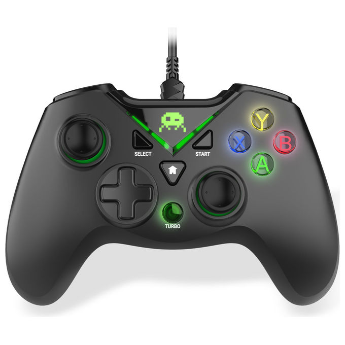 Freaks and Geeks Controller Cablato Nero per PC Cavo 3M Doppio Motore Vibrazione