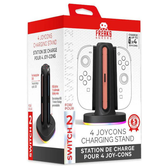 Freaks and Geeks, Dock di Ricarica per 4 Joy-Con Switch 2 con LED