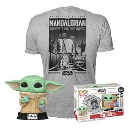 Pop! TeePop Star Wars The Mandalorian Grogu W/Cookie Taglia L