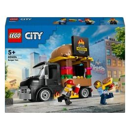 LEGO City 60404 Furgone degli Hamburger Giocattolo, Veicolo per Bambini 5+ Anni, Camion Food Truck con Accessori e 2 Minifigure