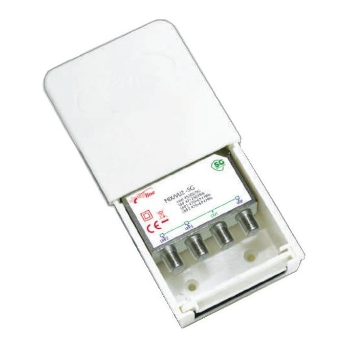 G.b.s. Elettronica  Miscelatore Mix-Vu 2 5G da Palo Miscelatore Vhf e 2 Uhf con Attacco F con Filtro 5G