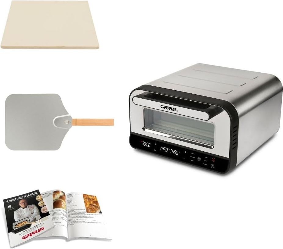 G3 Ferrari G10204 Pizza Pro 2 Min Termostato Regolabile fino a 430° Display Digitale Pietra Refrattaria Pareti Fredde Grigio