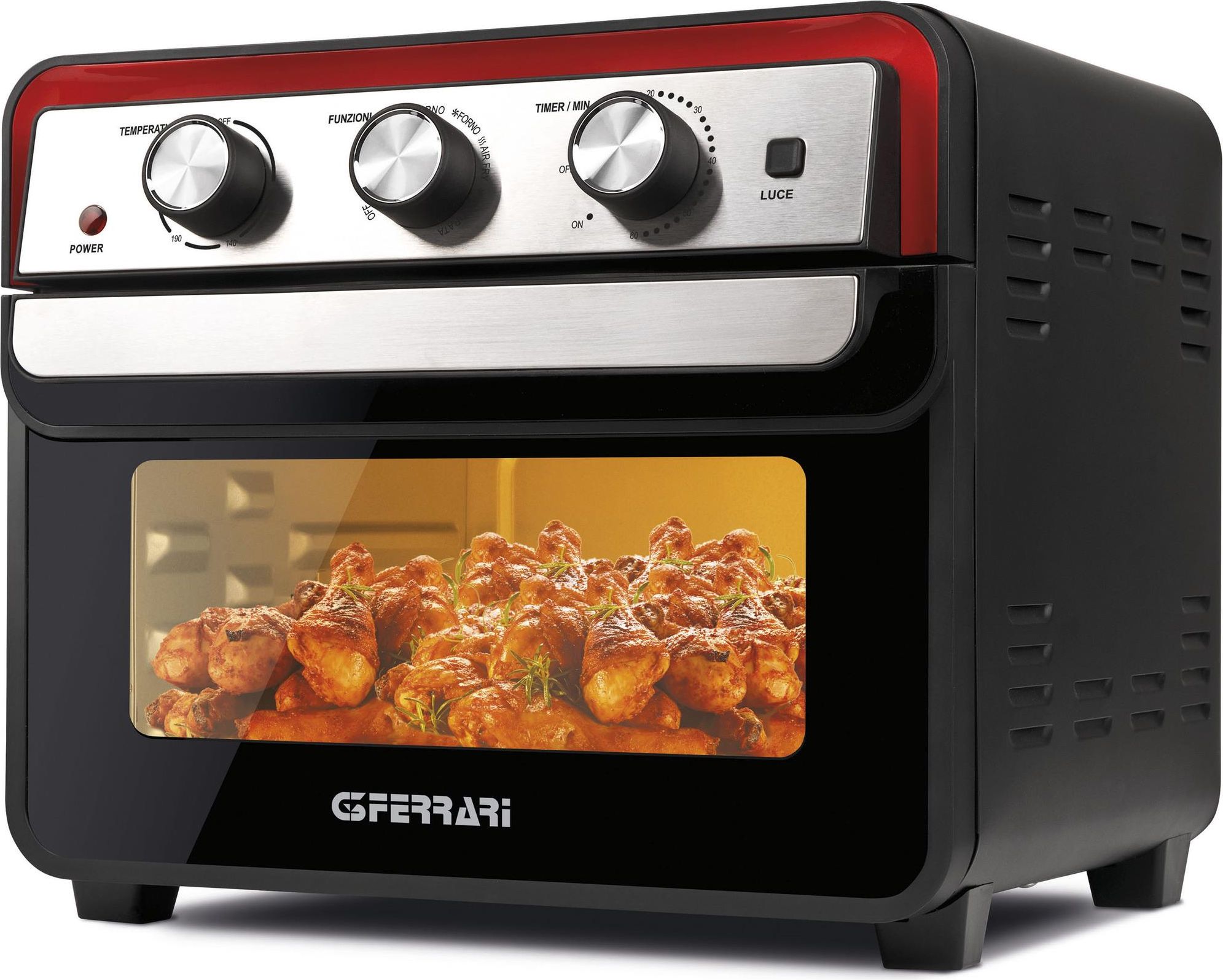 G3Ferrari G10145 Friggisano 22 Litri Forno Friggitrice ad Aria 1700W Nero/Rosso