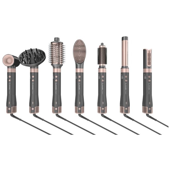 Ga.ma GH0114 UniQ Vibrance Asciugacapelli Multistyler 8 in 1 1500W Tecnologia Tormalina 3 Velocita' 3 Temperature colore Grigio Rosa