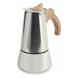 Caffettiera 2 Tazze Acciaio Manico Legno