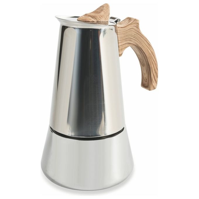 Galileo Caffettiera 2 Tazze Acciaio Manico Legno