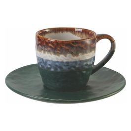 Country House Set 6 Tazzine Caffe' Con Piattino In Stoneware 90 Ml