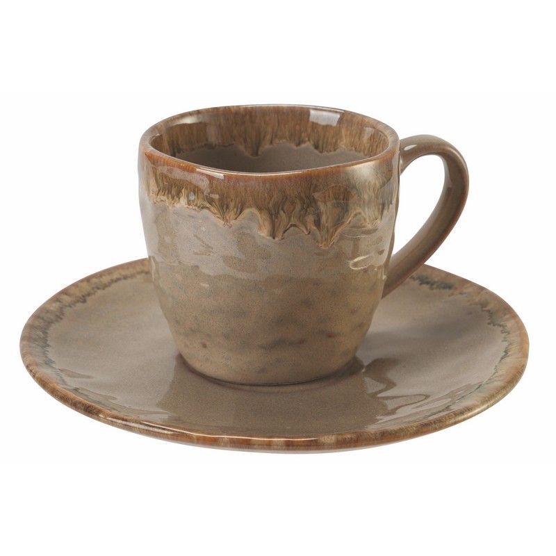 Confezione 6 tazzine caffè con piattino Stoneware 90 cc