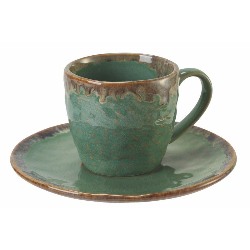 Confezione 6 tazzine caffè con piattino Stoneware 90 cc