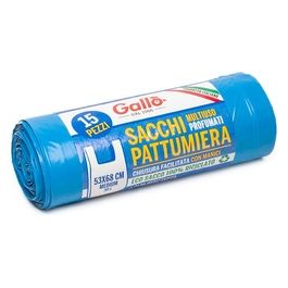Sacco Immondizia con Manici Azzurro 53x68cm 11gr 15 Pezzi