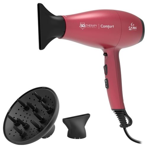 Ga.Ma Asciugacapelli GH0501 5D Therapy Comfort, Alogeno, 220W, Rosso Prestazioni Professionali per un'Asciugatura Delicata