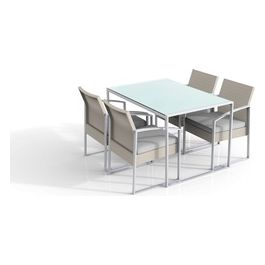 Set pranzo Bilbao 1 Tavolo e 4 poltrone Bianco 