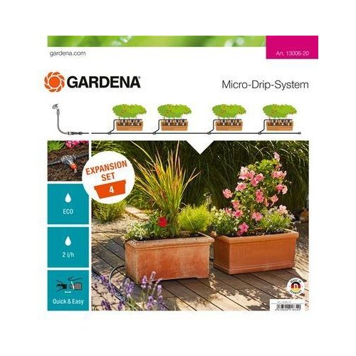 Gardena Sistema Micro Drip Kit di espansione irrigazione per fioriere 13 mm (1/2") Ø Lunghezza del tubo flessibile: 10 m