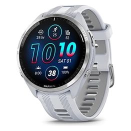 Garmin Forerunner 965 1.4'' Amoled GPS Sport Salute Notifiche Lunetta in titanio con cassa bianco pietra e cinturino in silicone bianco pietra/grigio polvere