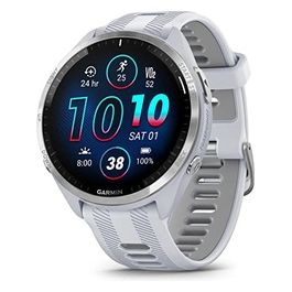 Garmin Forerunner 965 1.4'' Amoled GPS Sport Salute Notifiche Lunetta in titanio con cassa bianco pietra e cinturino in silicone bianco pietra/grigio polvere