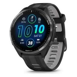 Forerunner 965 1.4'' Amoled GPS Sport Salute Notifiche Lunetta in titanio DLC grigio carbonio con cassa nera e cinturino in silicone nero/grigio polvere