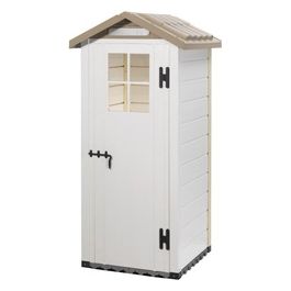 Casetta da Giardino PVC 80x80 cm Tetto Due Spioventi Pavimento Modulare