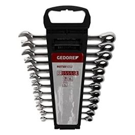 Red Set Chiavi Combinate a Cricchetto Metriche 12 Pezzi