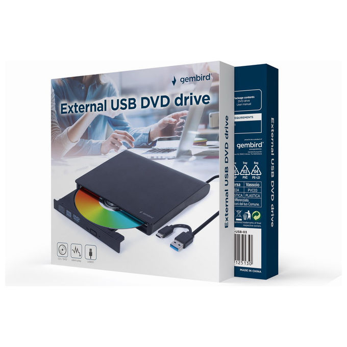 Gembird Lettore DVD±RW Esterno USB 3.1 Nero