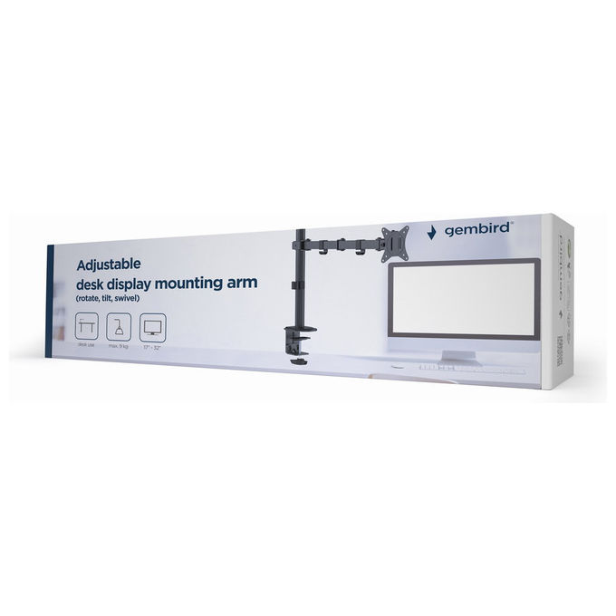 Gembird, Supporto Monitor da Tavolo, Fino a 32 Pollici, VESA 100x100, 75x75 mm, Nero