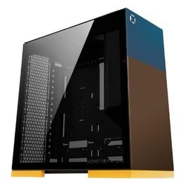Celluloid Case Mid Tower No-Power Vetro Temperato minITX/mATX/ATX/SSI-EEB Blu Marrone e Giallo