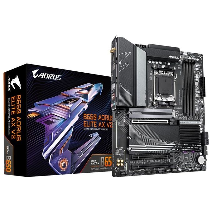 GIGABYTE Scheda Madre B650 AORUS ELITE AX V2 - Supporta CPU AMD AM5, 12+2+2 fasi VRM digitale, fino a 8000 MHz DDR5 (OC), 1xPCIe 5.0 + 2xPCIe 4.0 M.2, Wi-Fi 6E, 2.5GbE LAN, USB 3.2 Gen 2