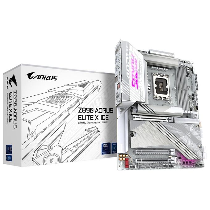 Image of GIGABYTE Scheda madre Z890 AORUS ELITE X ICE - Supporta CPU Intel Core Ultra (Serie 2) 1612 fasi VRM fino a 9500MHz DDR5 (OC) 1xPCIe 5.0 4xPCIe 4.0 Wi-Fi 7 LAN 2.5GbE Thunderbolt 4
