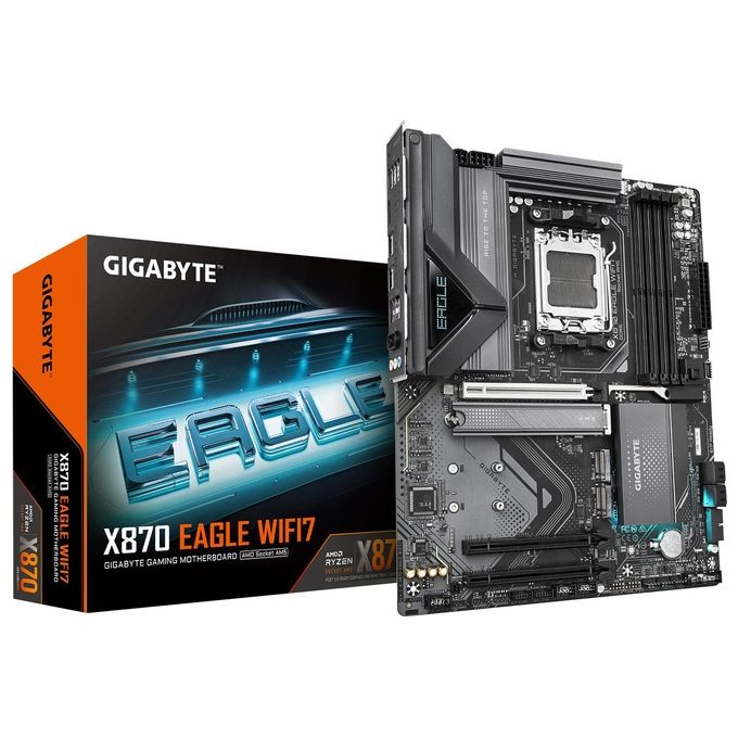 GIGABYTE X870 EAGLE WIFI7 Scheda Madre - Supporta CPU AMD Ryzen 9000 VRM a 1422 fasi fino a 8000MHz DDR5 (OC) 1xPCIe 5.0 Wi-Fi 7 LAN 2.5GbE USB 4