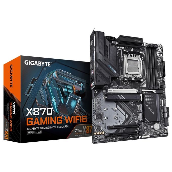 GIGABYTE X870 GAMING WIFI6 Scheda Madre - Supporta CPU AMD Ryzen 9000 VRM a 822 fasi fino a 8000MHz DDR5 (OC) 1x PCIe 5.0 Wi-Fi 6 LAN 2.5GbE USB 4