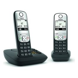 Gigaset A690A Duo Coppia Cordless Display 2'' Vivavoce Rubrica Segreteria Telefonica Nero