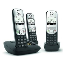 Gigaset A690A Tris Cordless Display 2'' Vivavoce Rubrica Segreteria Telefonica Nero