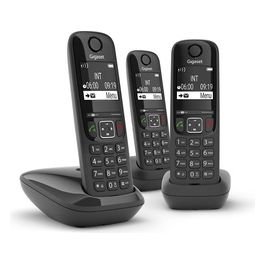 Gigaset AS690 Trio Tris Cordless Display 2'' Vivavoce Rubrica Nero