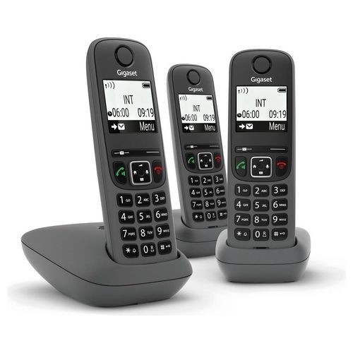 Gigaset AS490 Trio Tris Cordless Display 2'' Vivavoce Rubrica Nero