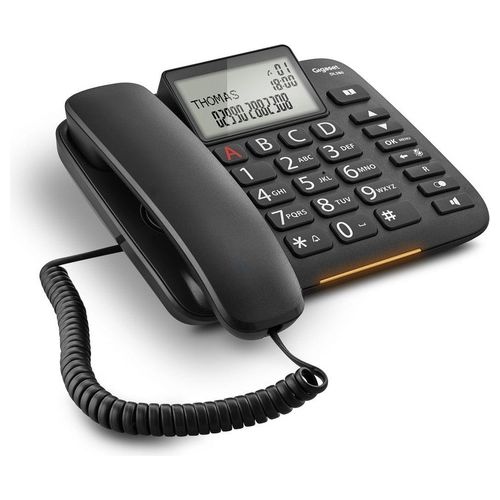 Gigaset DL 380 Telefono Fisso Ampio Display Grandi Tasti Visualizzazione Chiamata Tramite Led Nero
