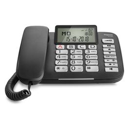 DL 580 Telefono Fisso Ampio Display Grandi Tasti Visualizzazione Chiamata Tramite Led Nero