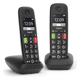 Gigaset E290 Duo Coppia Cordless DECT/GAP Senior Display 2'' Vivavoce Rubrica Nero