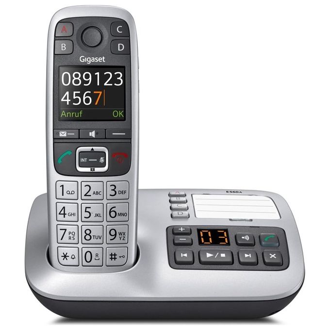 Gigaset E560A Telefono Cordless con segreteria telefonica Platino
