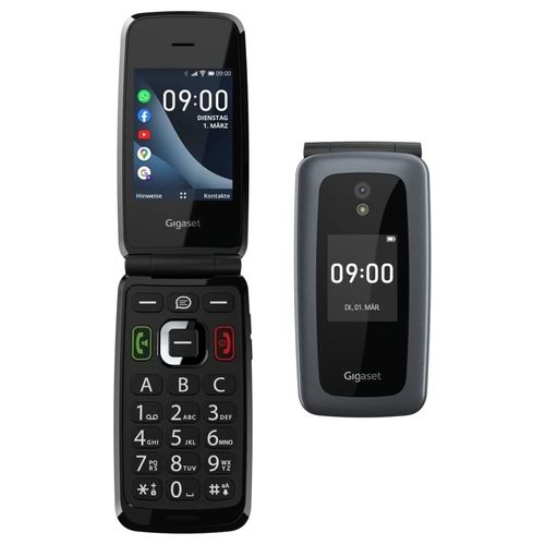 Gigaset Telefono Cellulare Gl-7 Black Display 2.8" Tasto Sos Dual Sim Flip Whats App