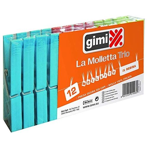 Gimi Trio La Molletta Multicolore 2x1.5x9cm 12 Unita'