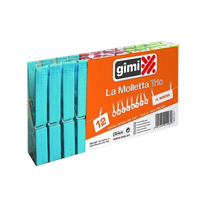 Gimi Trio La Molletta Multicolore 2x1.5x9cm 12 Unita'