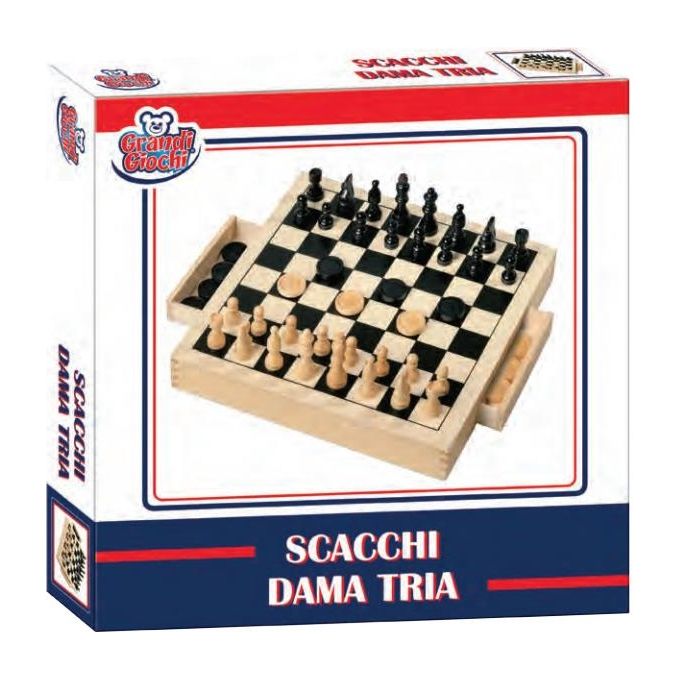 Giochi In Legno - Dama + Scacchi 30x30 Cm